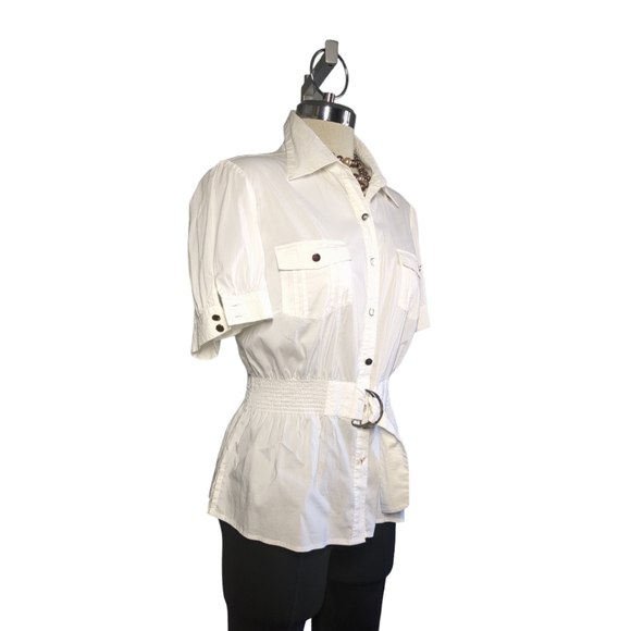PULI White Short Sleeve Designer Blouse Size L - Picture 11 of 16